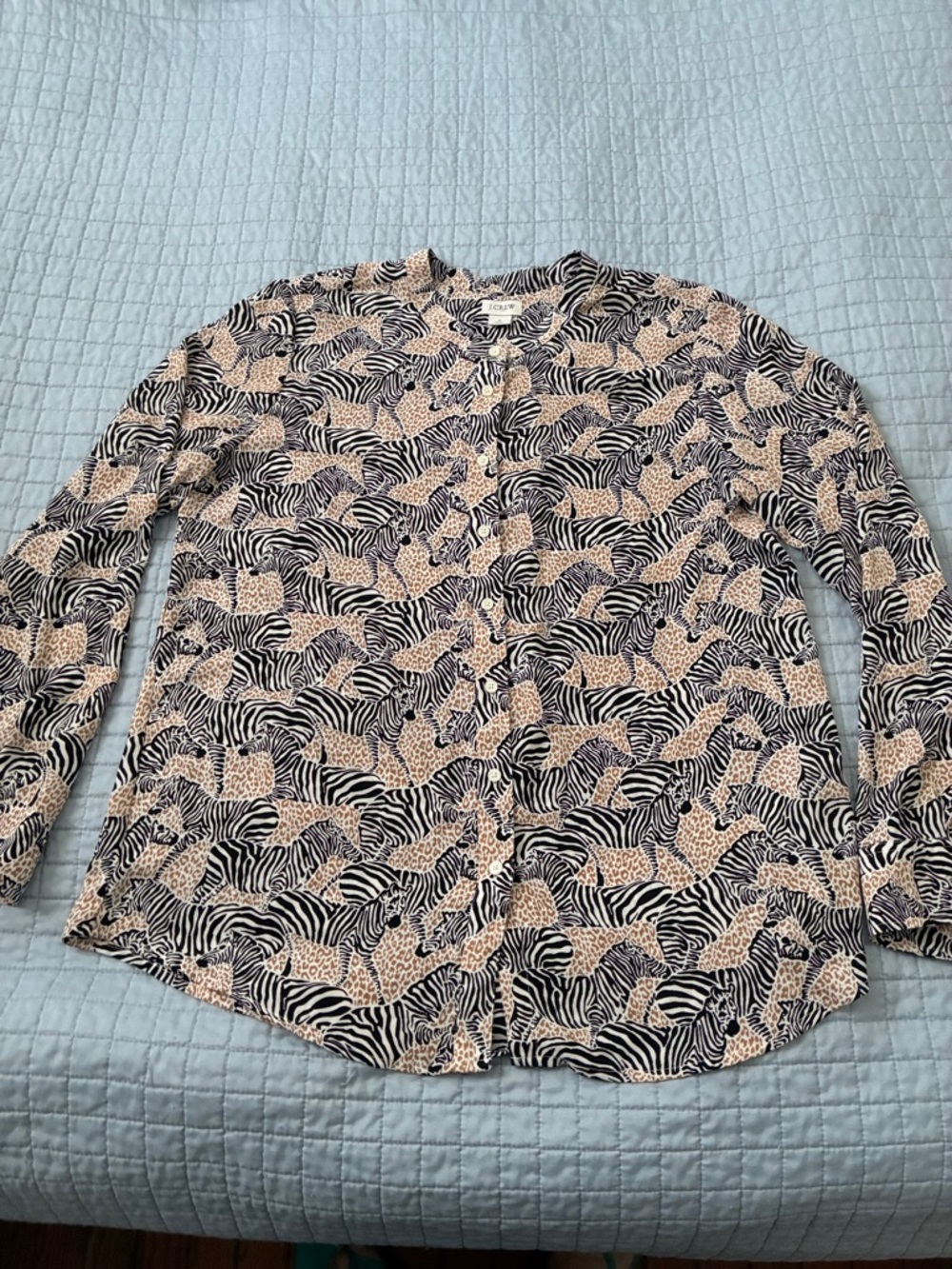 J.Crew Women’s Zebra Print Button-Up Shirt - Black & Cream